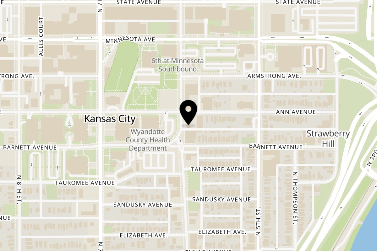 Map showing the location of Lutfi’s Raymore Kansas City, KS on 719 N 6th St in Kansas City